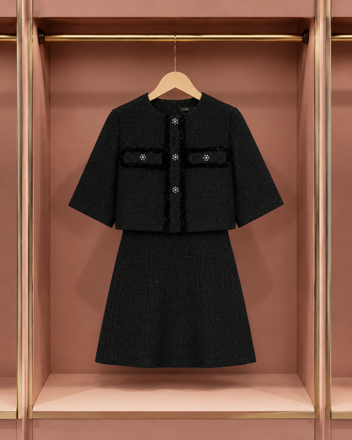 Midnight Cropped Jacket and Mini Skirt Set