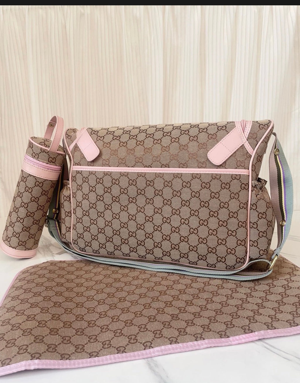 Plain Brown & Pink Bag Set