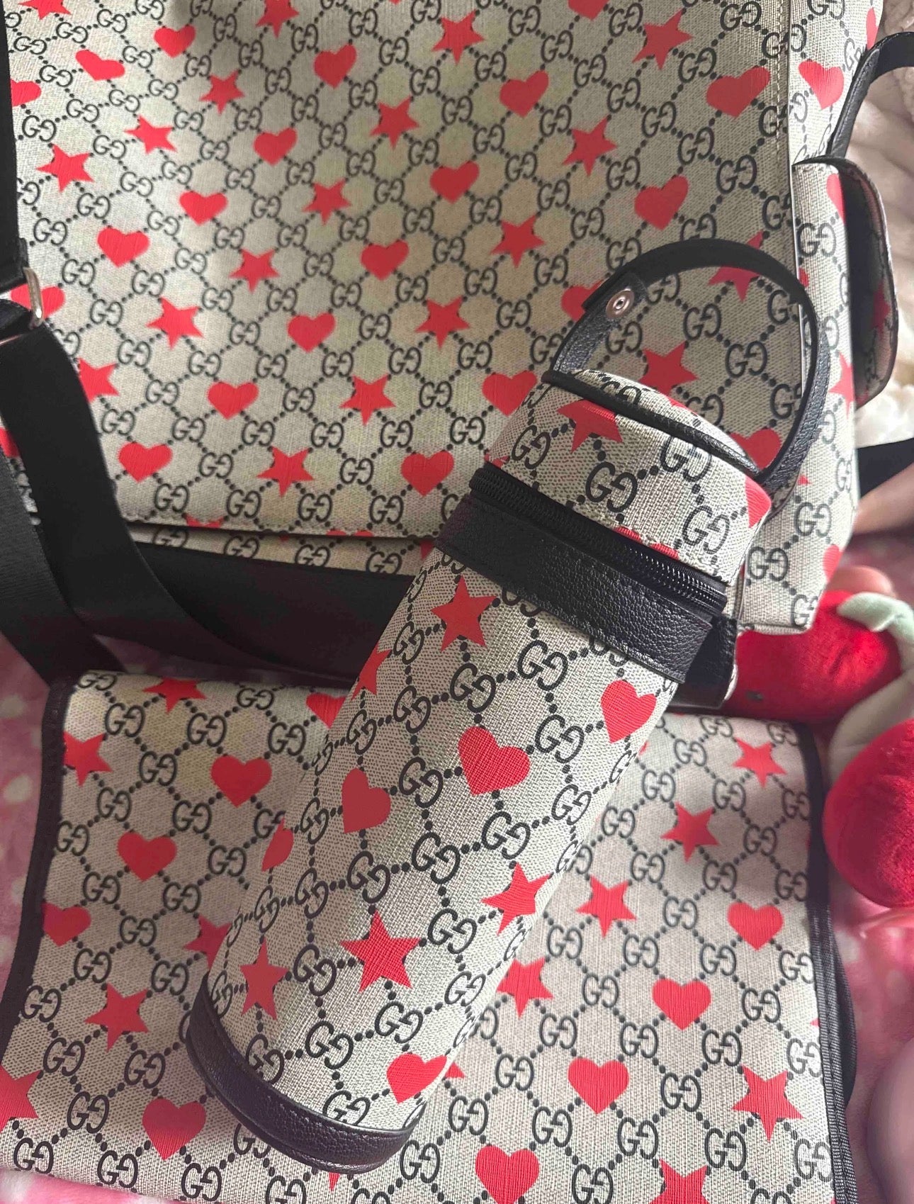 Monogram Changing Bag with Hearts