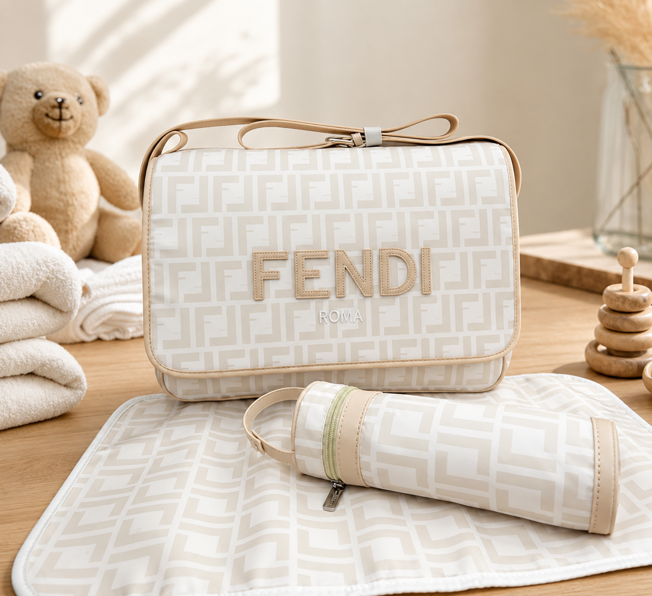 Patterned Changing Bag White