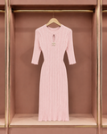 Blush Ribbed Keyhole Midi Dress