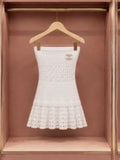 Ivory Strapless Crochet Skater Dress