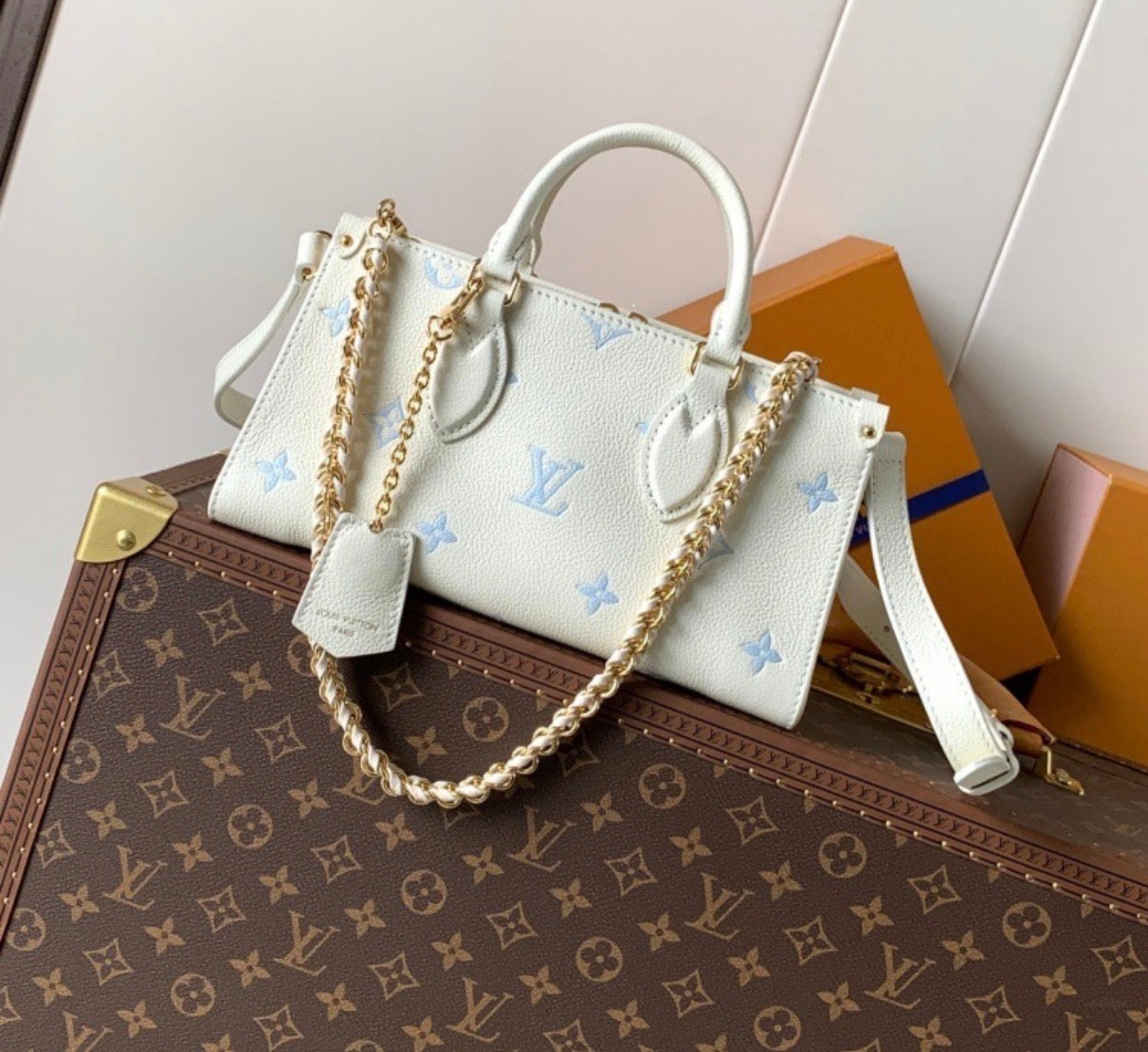 White and blue luxury bag