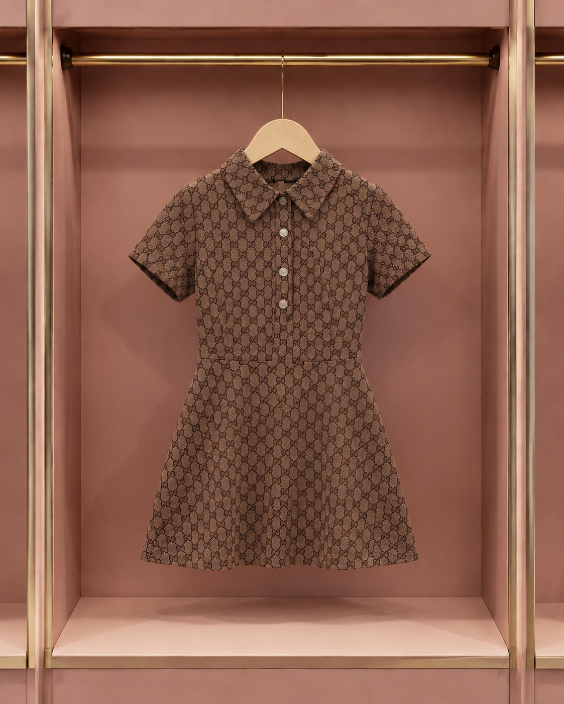 Cocoa Monogram Collared Mini Dress