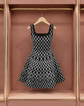 Monochrome Diamond-Print Skater Dress