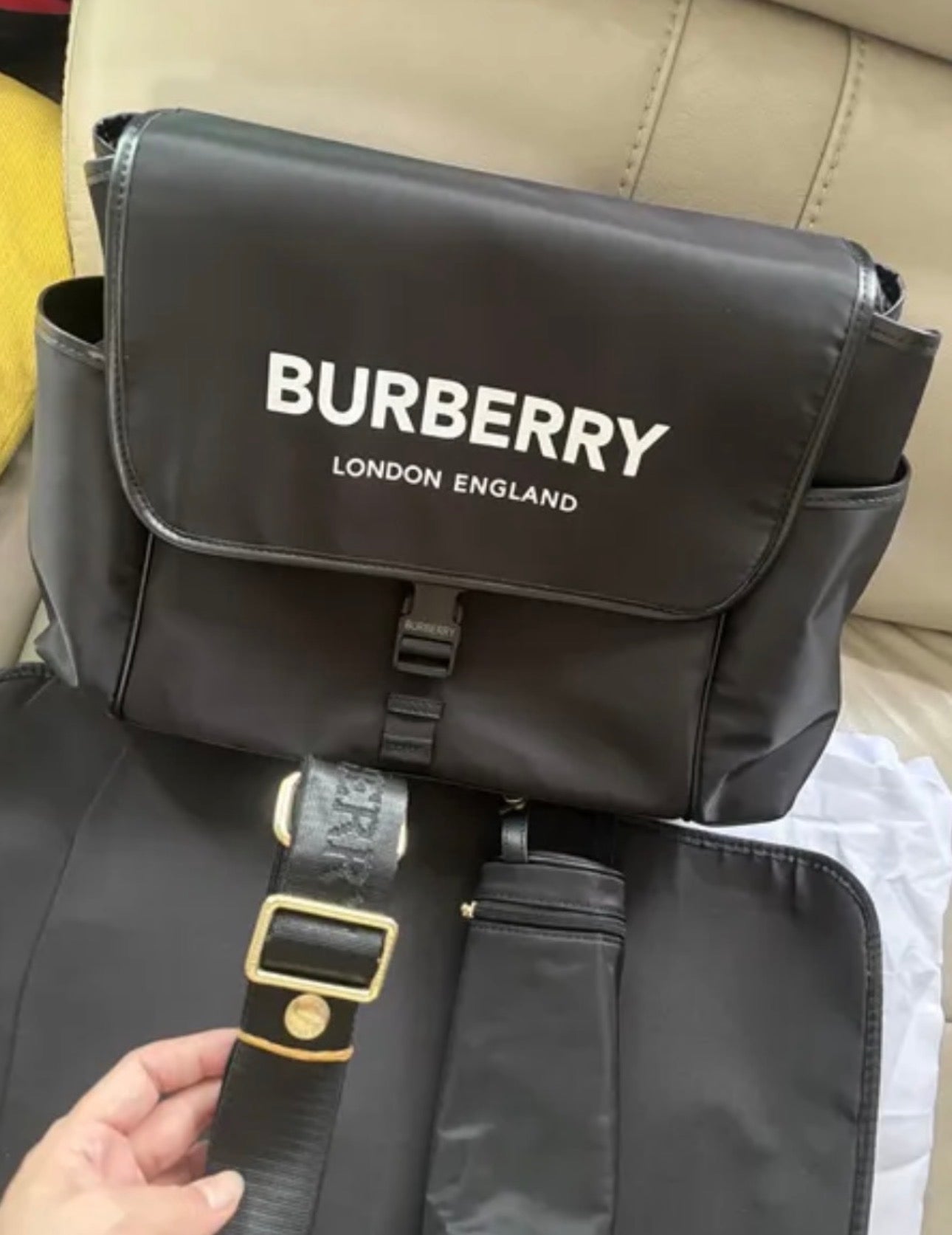Black Check Changing Bag