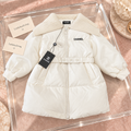 Ivory Belted Puffer Coat