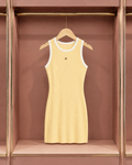 Buttercream Contrast-Trim Knit Dress