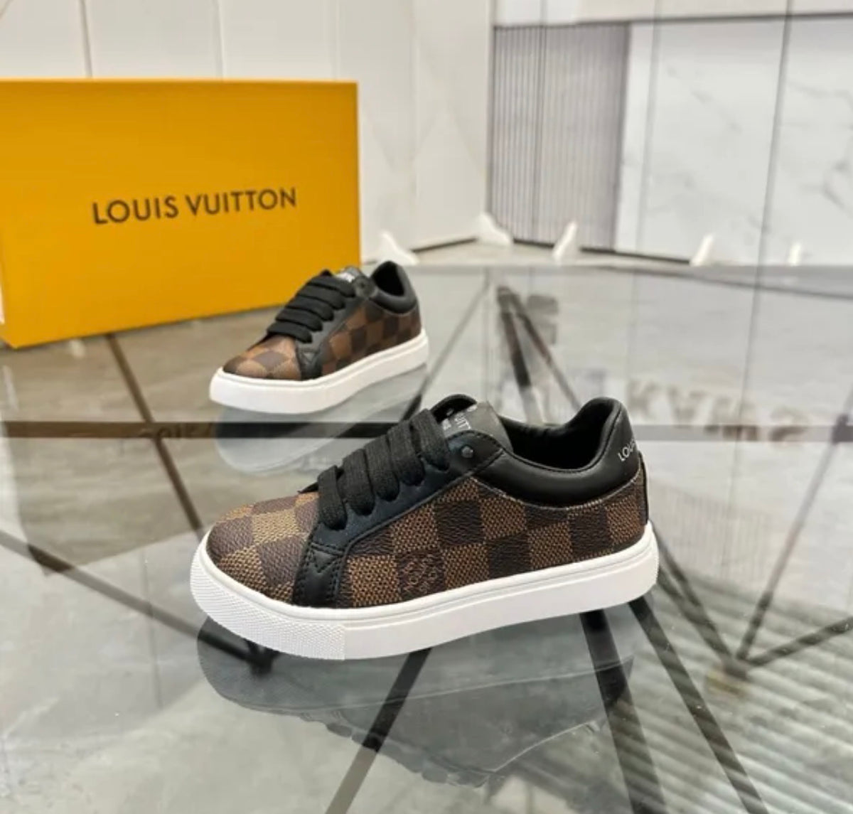 Brown chequered shoes