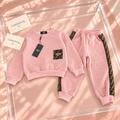 Pink Textured Sweatshirt & Side-Stripe Jogger Set