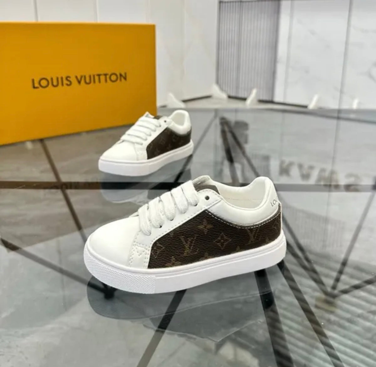White shoes with brown