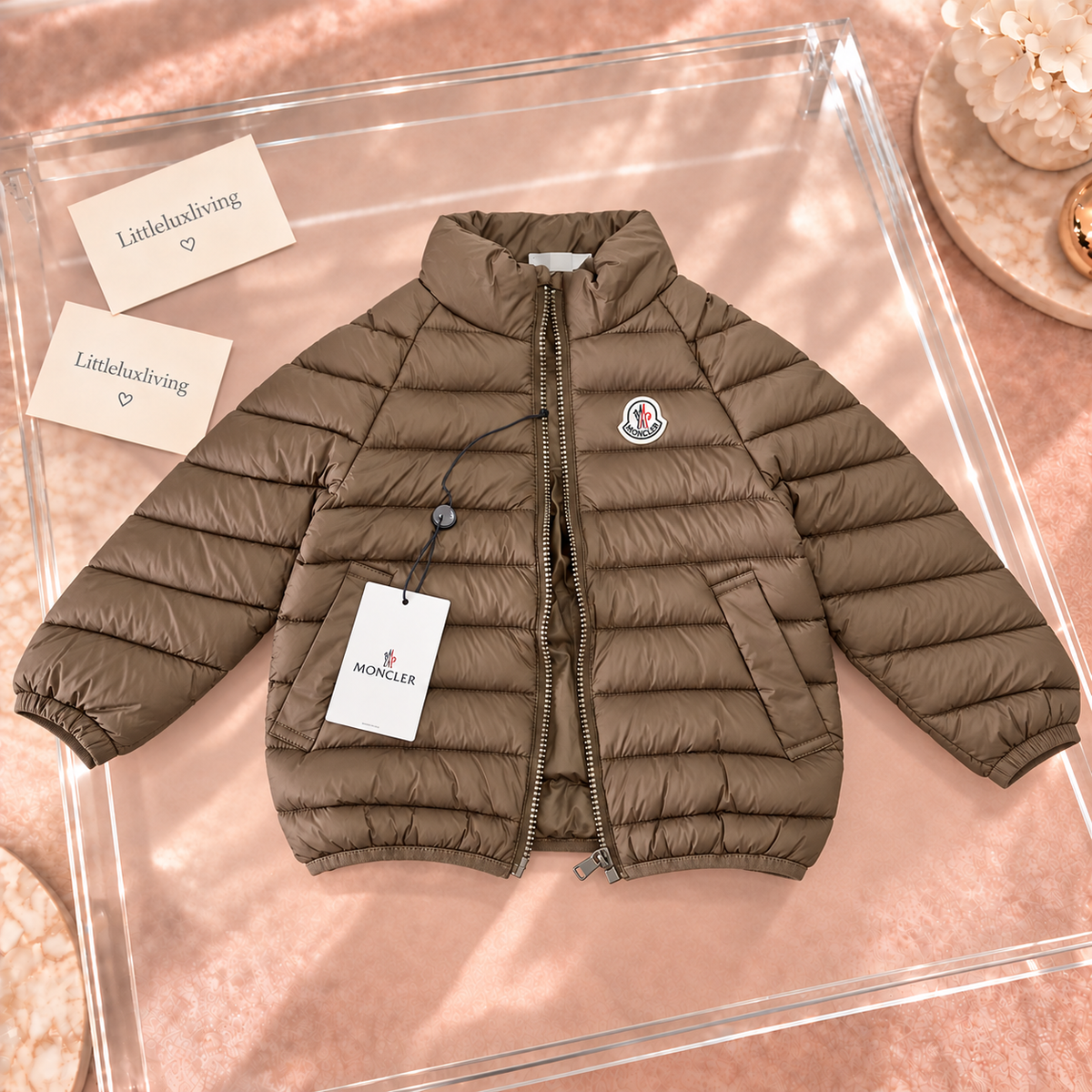 Taupe Quilted Puffer Jacket