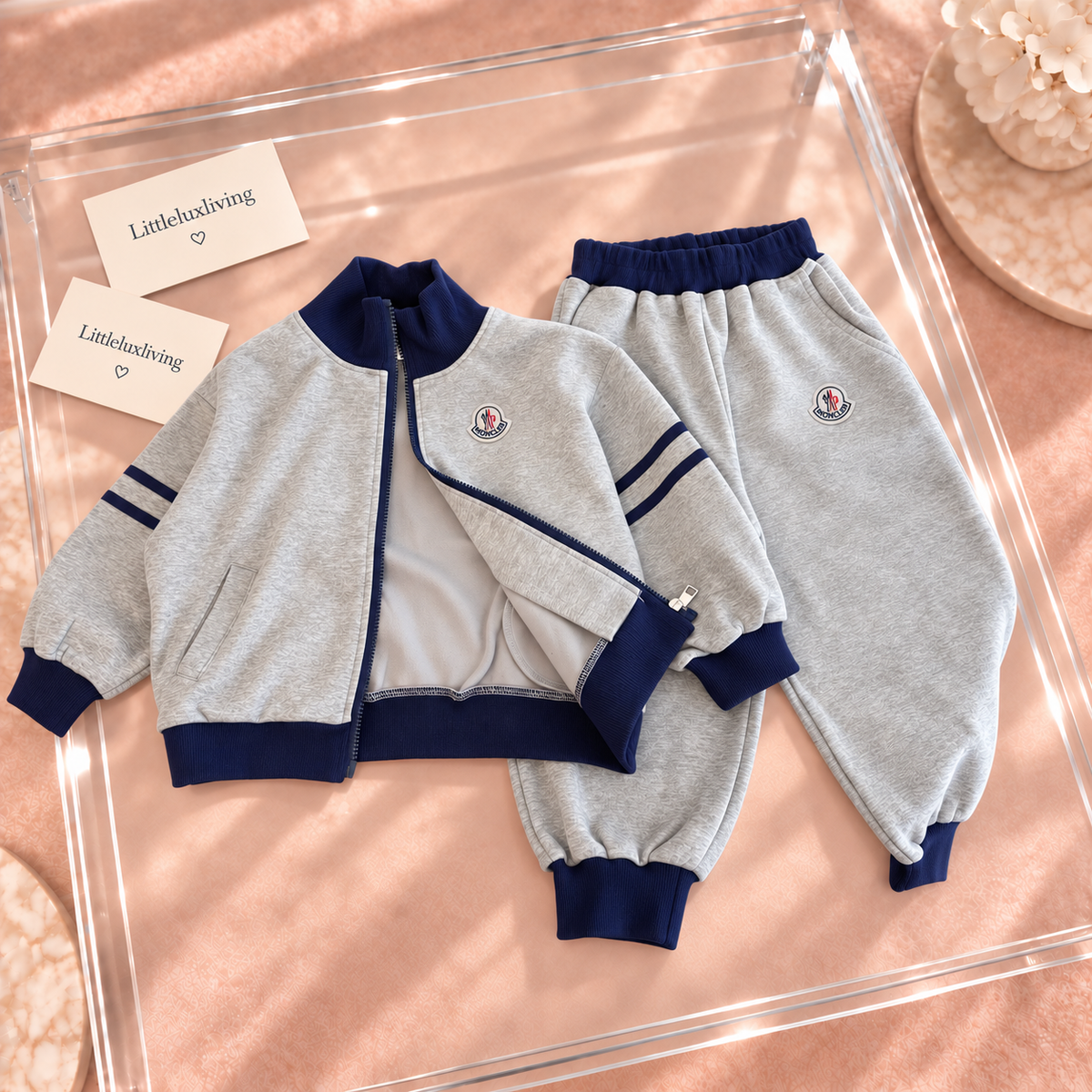 Grey & Navy Stripe Tracksuit