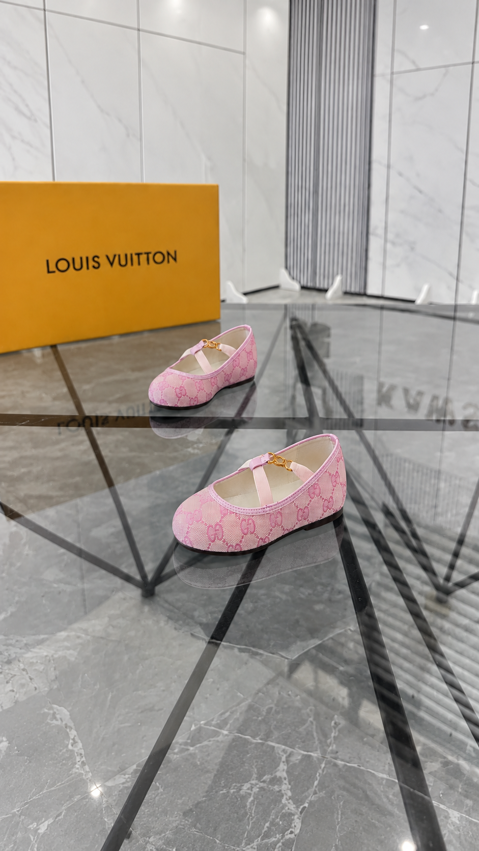 Pink monogram baby and kids shoes