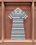 Sky Blue and Lemon Stripe Polo Dress