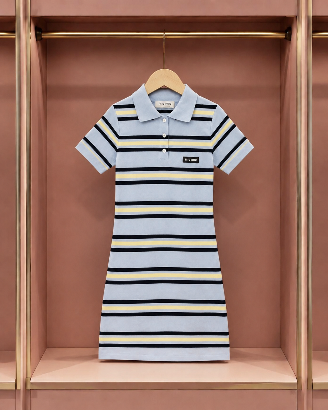 Sky Blue and Lemon Stripe Polo Dress