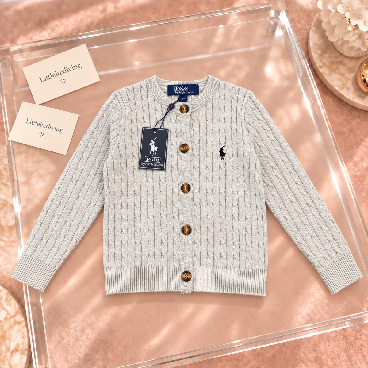 Light Grey Cable-Knit Cardigan