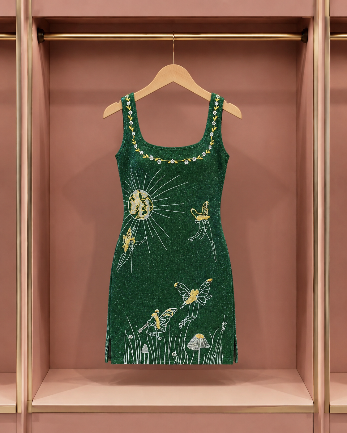 Emerald Enchanted Garden Embroidered Dress