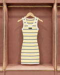 Lemon and Midnight Stripe Sleeveless Dress
