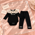 Black Ruffle Collar Bodysuit & Leggings Set