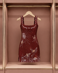 Burgundy Enchanted Garden Embroidered Dress