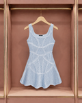 Powder Blue Open-Knit Skater Dress