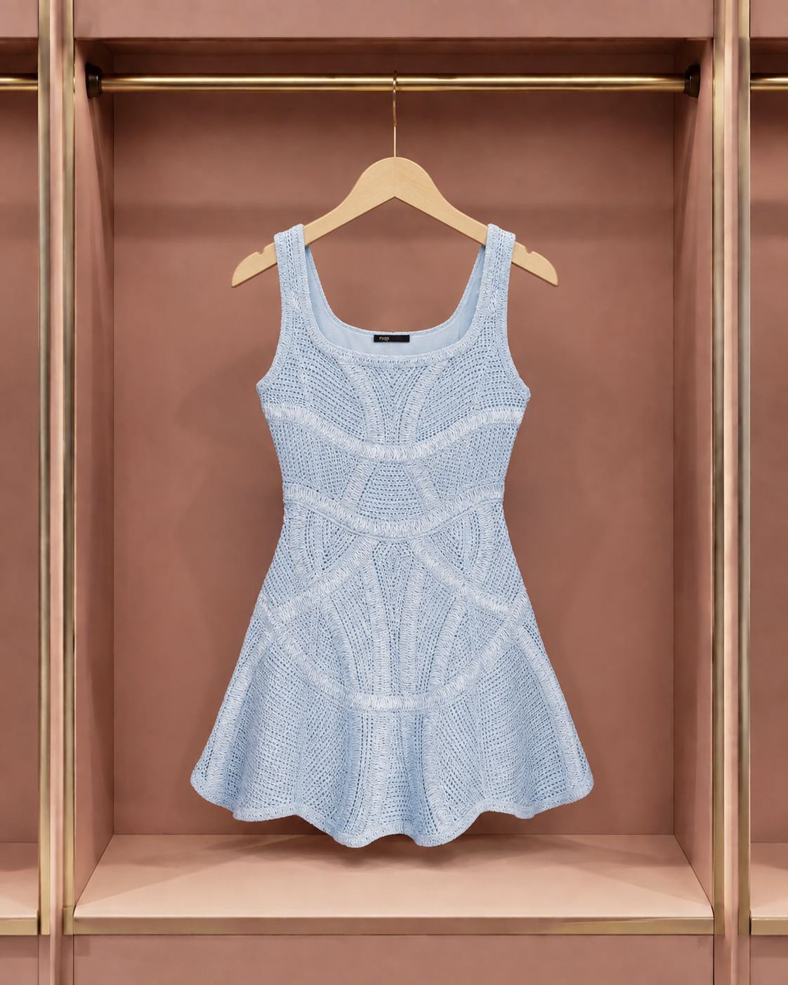 Powder Blue Open-Knit Skater Dress