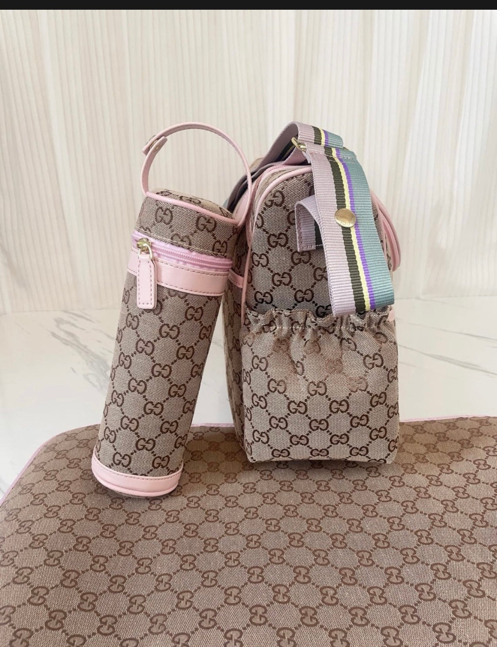 Plain Brown & Pink Bag Set