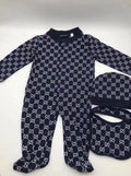 Baby romper navy set with bib