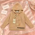 Camel Hooded Cable-Knit Cardigan