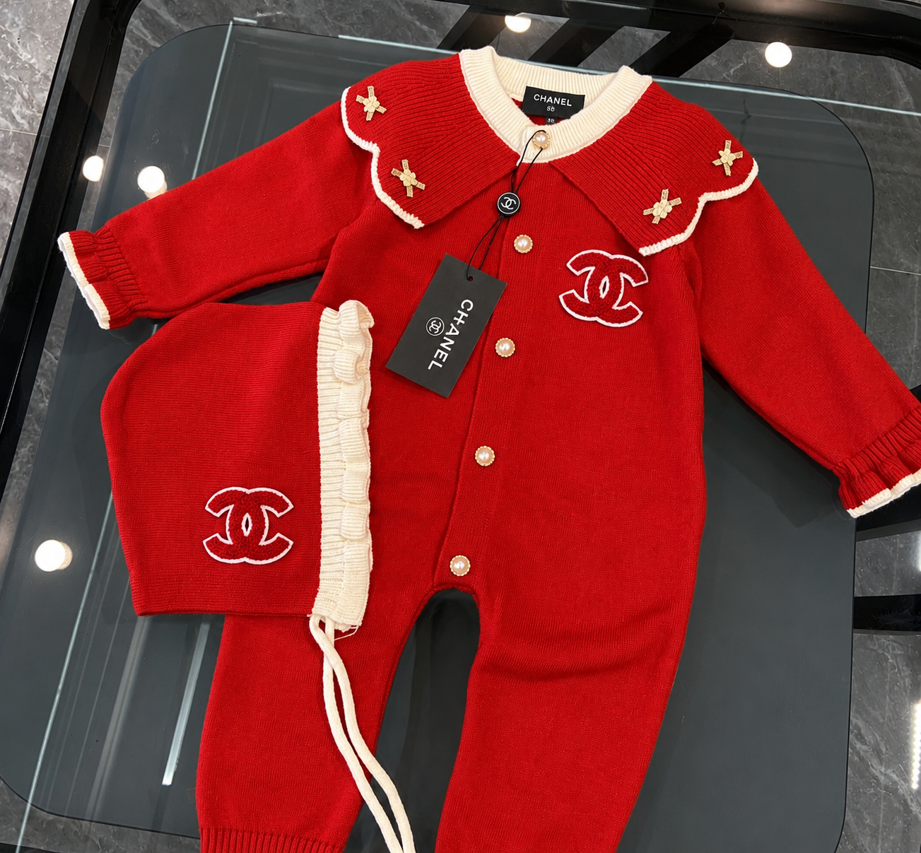 Quilted Romper Red