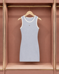 Powder Blue Ribbed Contrast-Trim Dress