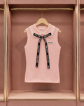 Blush Ribbon Bow Sleeveless Top