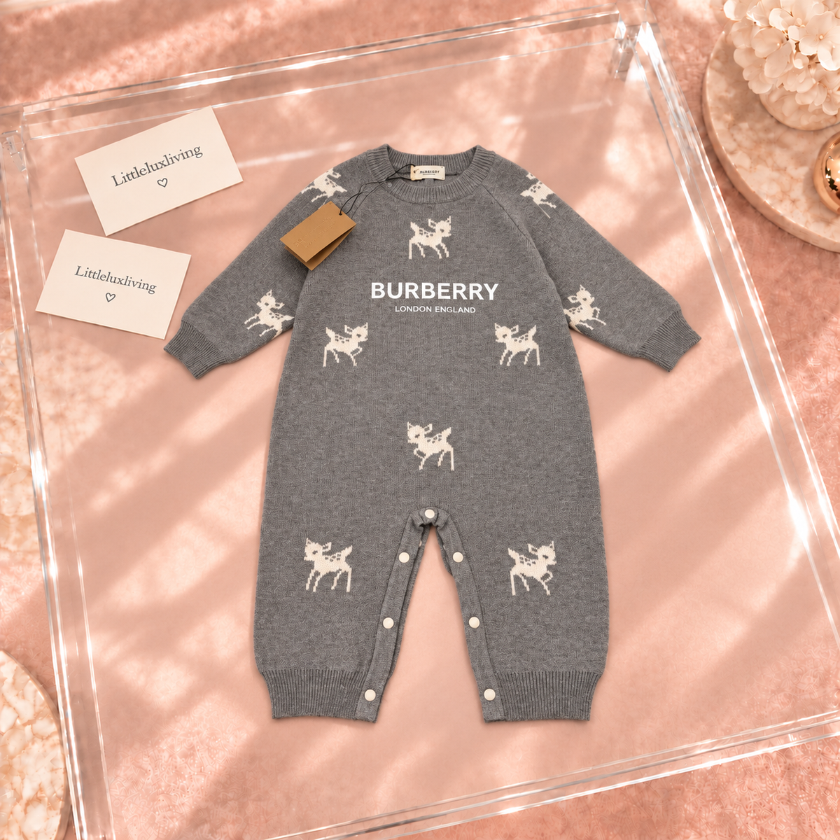 Grey Deer Knit Romper