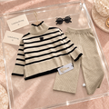 Cream & Black Stripe Knit Trouser Set