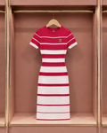 Raspberry Breton Stripe Short-Sleeve Dress