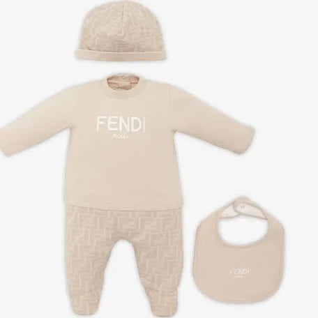 Beige Baby Set & Bib